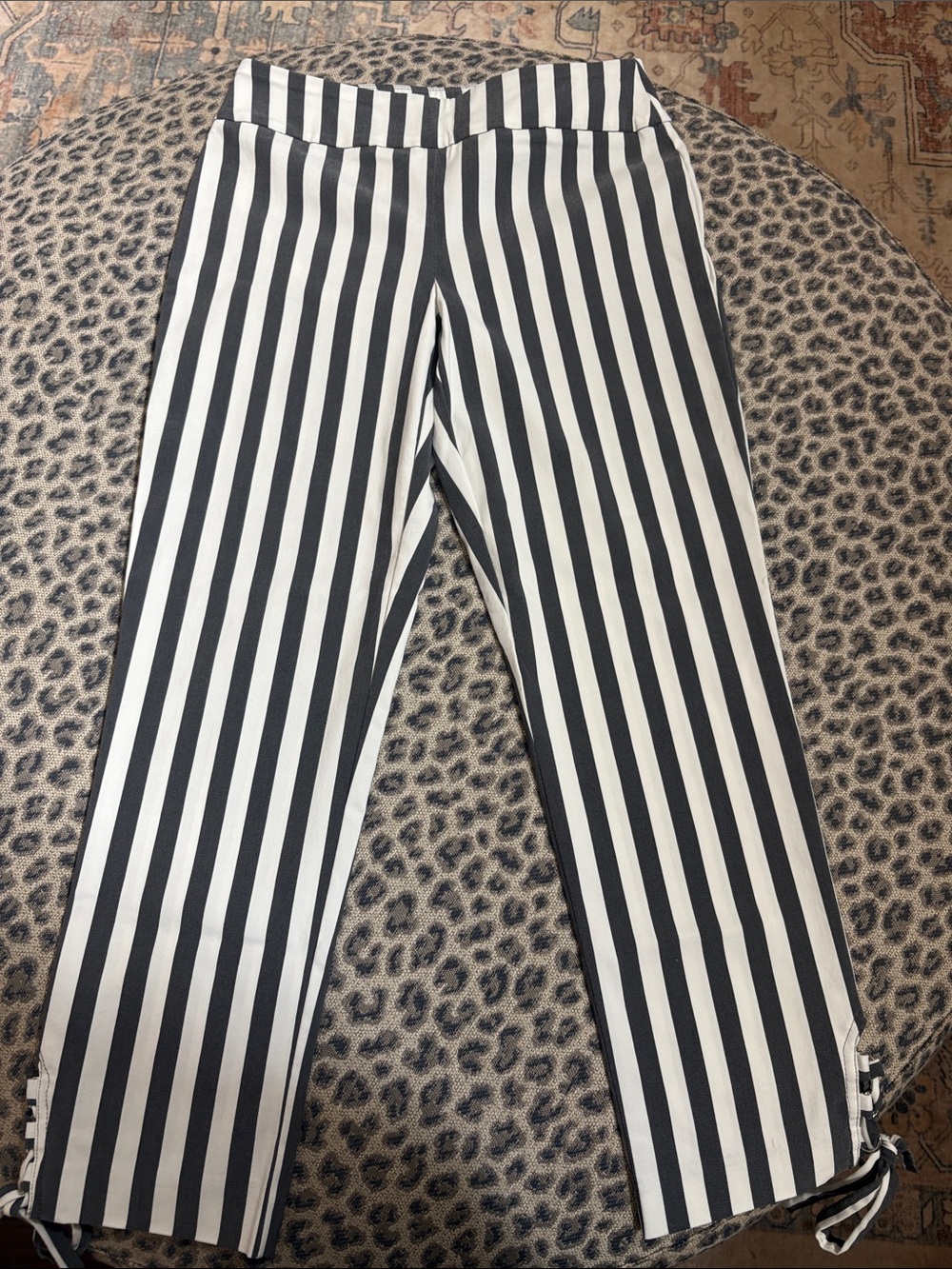 Versona Black and White Striped Crop Pants